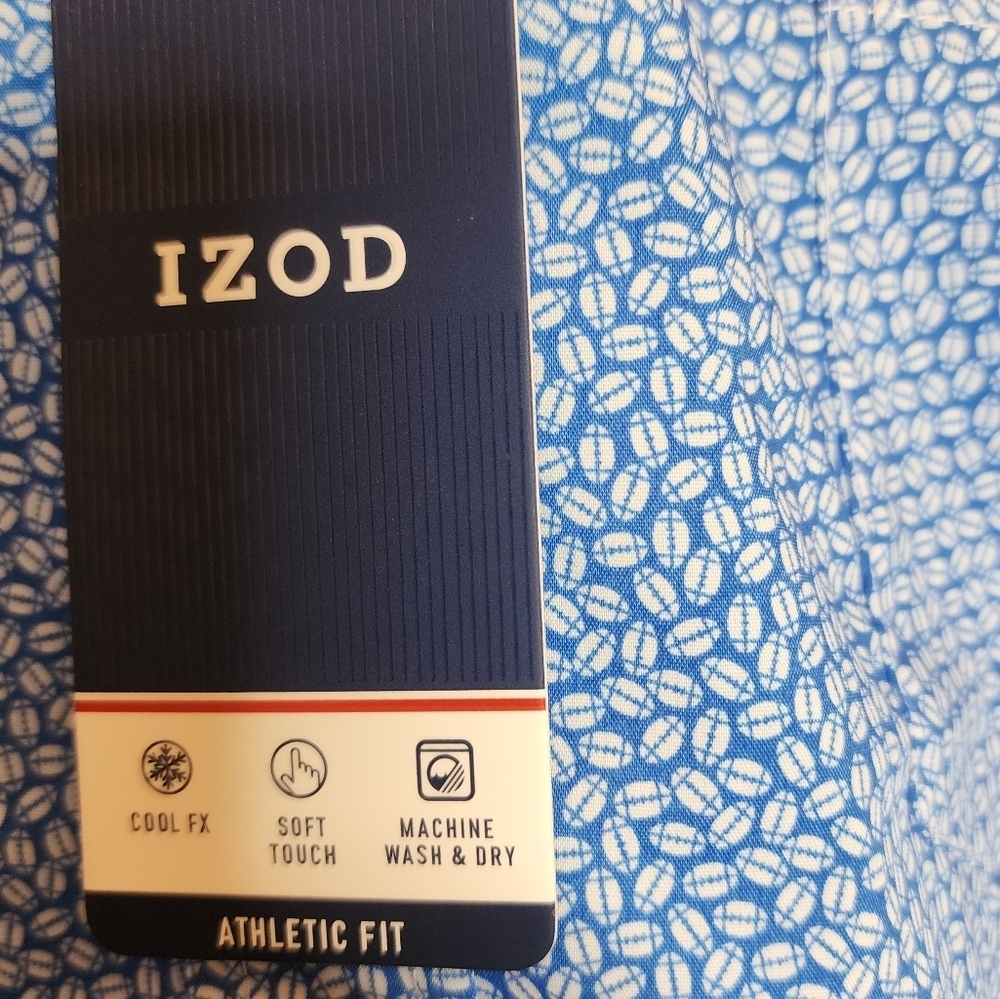 NWT IZOD Football Printed Blue Short Sleeve Button Down Shirt. Men's Size XXL. - Picture 5 of 16